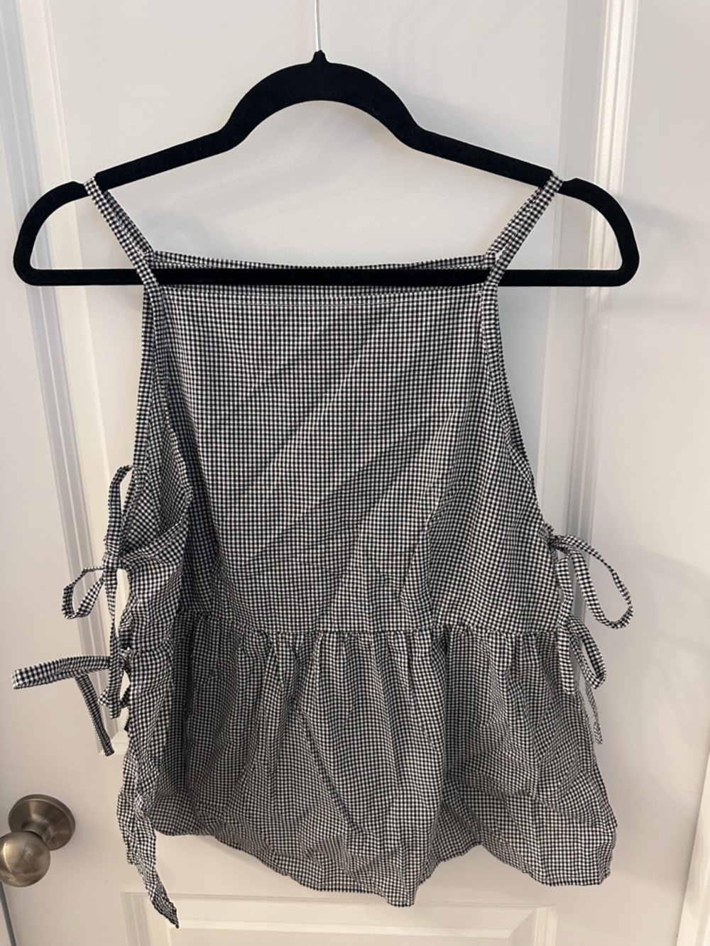 SHEIN Black & White Gingham Tie-Side Camisole
